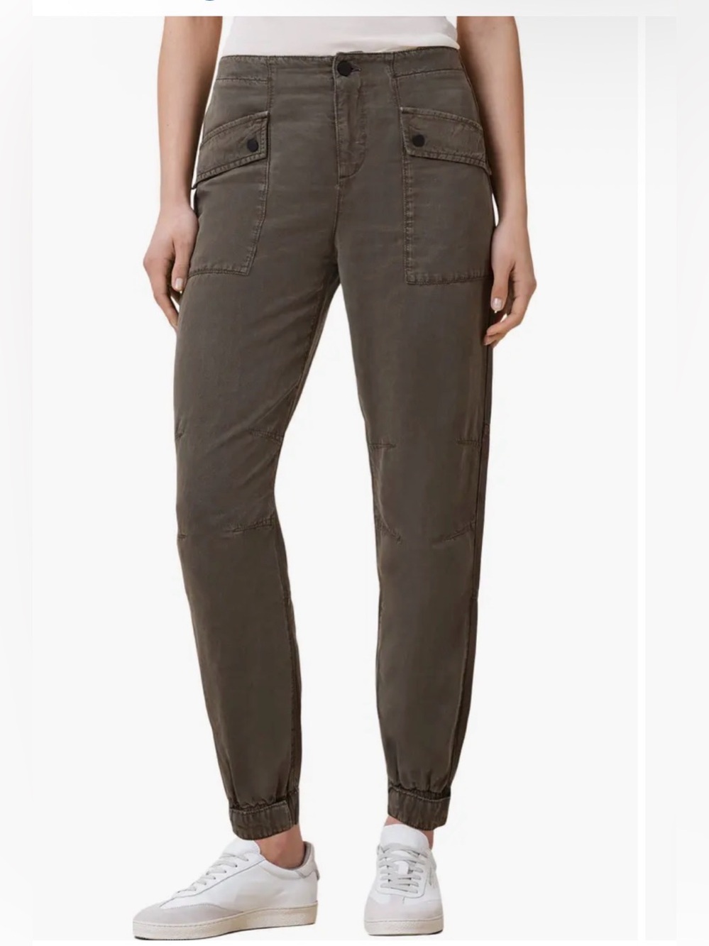 AllSaints Val Twill Cargo Pants Women Size 8 Dark Khaki Green Pockets Preppy